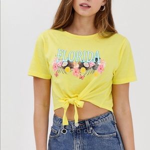 Brave Soul Florida Graphic T-shirt w/ tie front